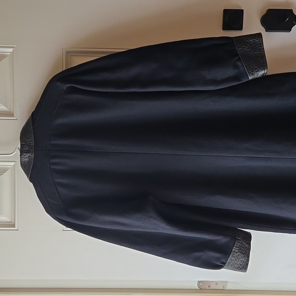 Vintage Havoc Wool and Faux Leather Blend Double Breasted Trench Coat - Picture 5 of 11